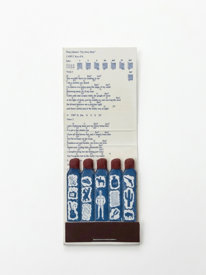 Set of matches with blue and white design on a white background